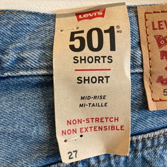 LEVI’S 501  Sz 27 Button Fly Raw Hem 100% Cotton Shorts NWT - Picture 7 of 13